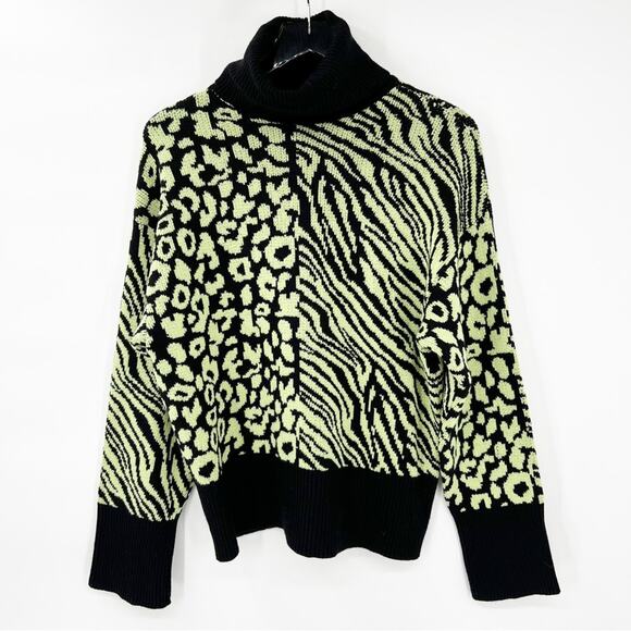 NEW ZARA Bloggers Fave Mixed Animal Print Turtleneck Sweater S - Picture 2 of 8